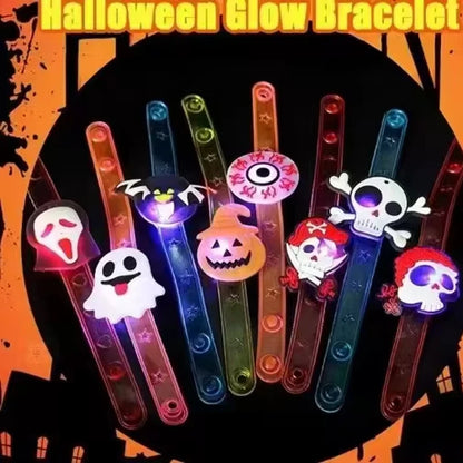 10/20PCS Cute Halloween Glowing Rings Glow Bracelet Christmas Ghost Pumpkin Snowman Child Kids Gift Halloween Party Decoration