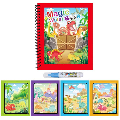 1PC Children's Watercolor Painting Magic Book with Refillable Water Pen for Children Animal Cartoon Painting Book Education Toys