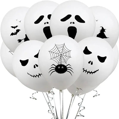 12pcs Halloween Ghost Balloons Spider Witch Bat Pumpkin Skeleton Horror Happy Halloween Party Decoration Carnival Party Supply