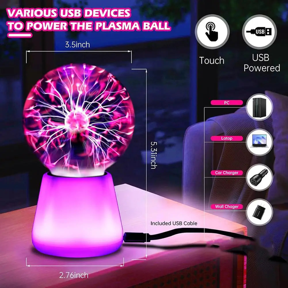 Plasma Ball Science Toy for Kids Touch Sensitive Plasma Globe Decorative Lamp Novelty Toy Halloween Christmas New Years