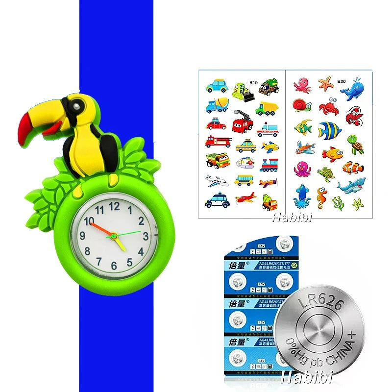 Boys Girls Watches Baby Kindergarten Party Gift Children Study time Toy Wristwatches Slap Bracelet Clock Cartoon Kids Watches