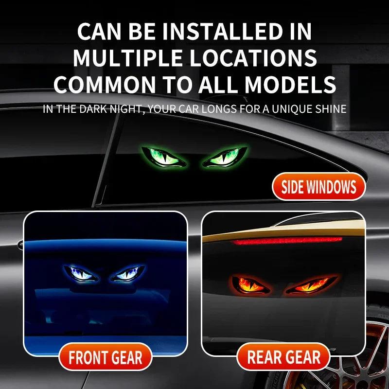 Solar Power Car Decorative Lamps Demon Eyes Light Cool Flashing Warning Light Dynamic Safety Vehicle Signal Lights for Halloween