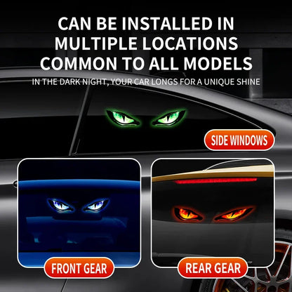 Solar Power Car Decorative Lamps Demon Eyes Light Cool Flashing Warning Light Dynamic Safety Vehicle Signal Lights for Halloween