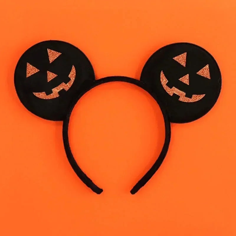 Disney leather Bat Bows Mickey Mouse Ear Headband for Adults Halloween Headwear Women Girls Cosplay Ghost Party Hair Accessories