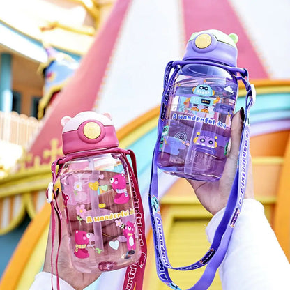 Cute Kids Water Bottle with Straw Free BPA Leakproof Outdoor Portable Children's Cups School Water Bottle for Children