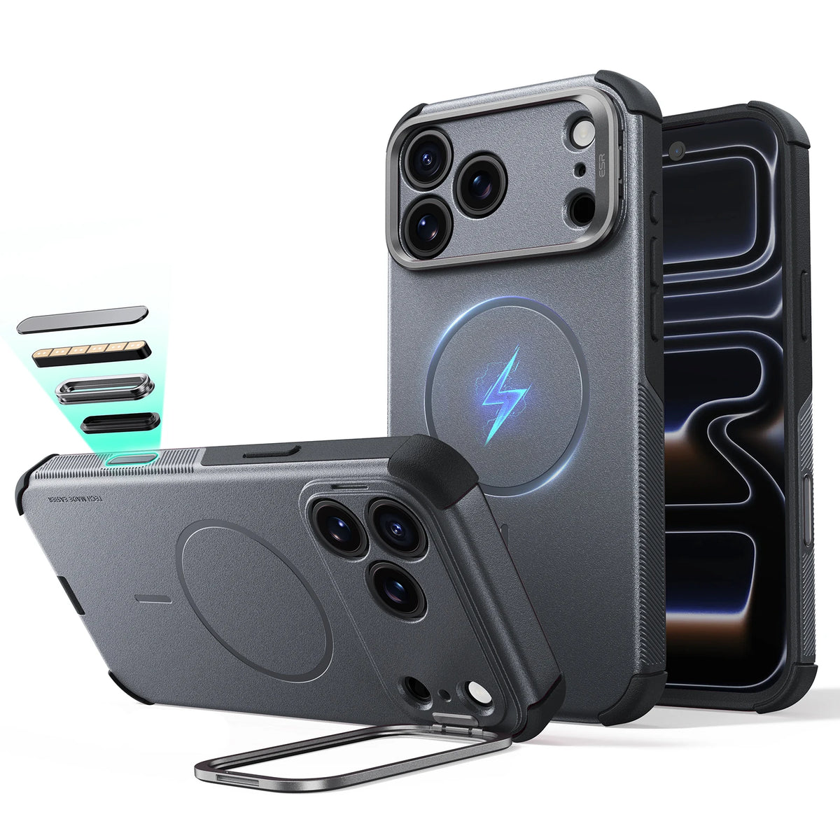 ESR for iPhone 18 Pro Max&17 Pro Max Magnetic Phone Case with Stand 7X Military-Grade Drop Protection for iPhone 17 Pro&18 Pro