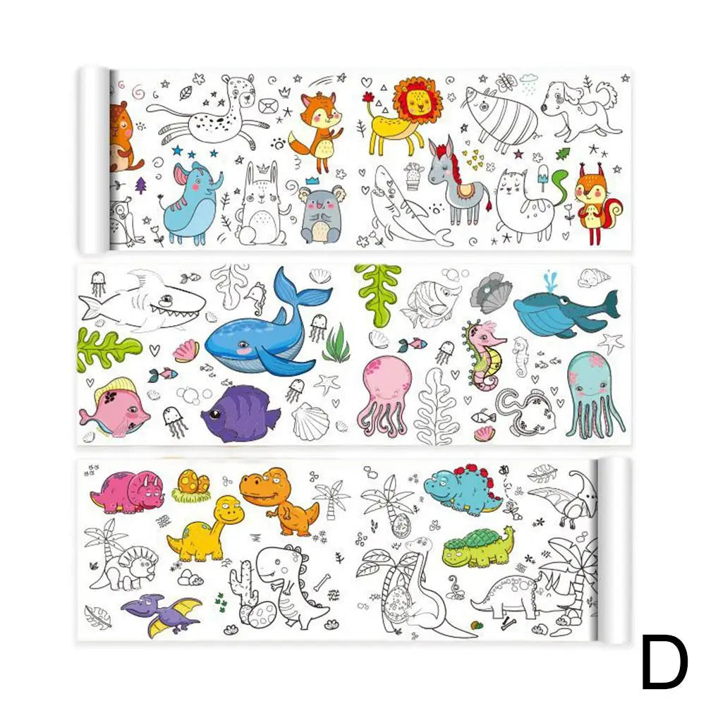 Children's Drawing Roll Sticky Color Filling Paper Graffiti Scroll Coloring Paper Roll For Kids DIY Painting Educational Toys