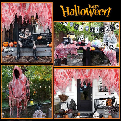 10/1pcs Scary Blood Gauze Cloth for Halloween Outdoor Window Wall Bleeding Scary Cloth Gauze Creepy Home Bar Party Spooky Props
