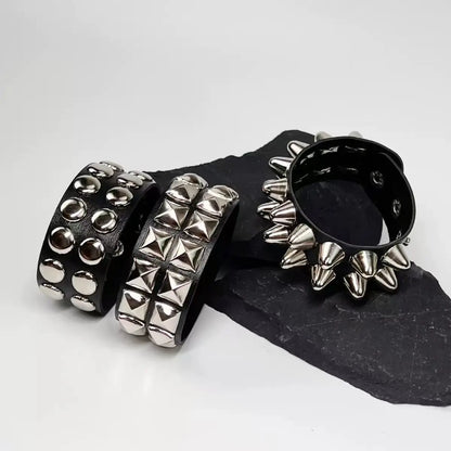 Fashionable Pu Leather Punk Style Rock Band With Personalized Motorcycle Leather Bracelet Suitable For Halloween Gifts