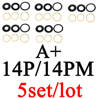 5pcs A+ Back Camera Glass for iPhone 15 Pro Max 14 13 Mini 12 11 XS Rear Camera Glass Lens Cover Holder Parts