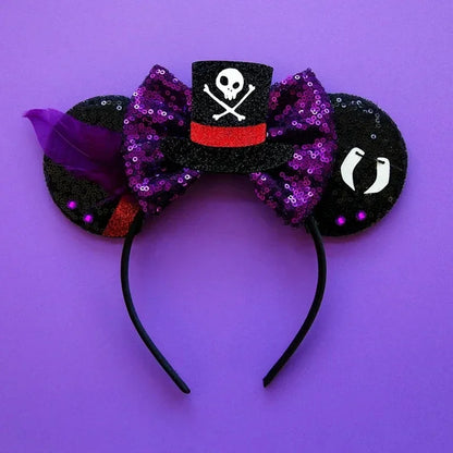 Disney Halloween Ear Headbands For Adults Kids Cosplay Bat Skeleton Maleficent Hairband Girls Ghost Women Party Hair Accessories