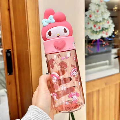 500ML Sanrio Hello Kitty Kuromi Clear Cup Anime Melody Cinnamoroll Outdoor Camping Travel Kawaii Water Mugs Friend Birthday Gift