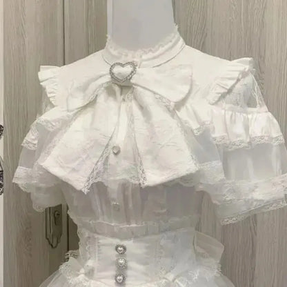 Japanese Sweet Lolita Style Mini Skirt Women Elegant Lace Bandage Party Cake Skirts Female Gothic Y2k Metal Buckle Skirt