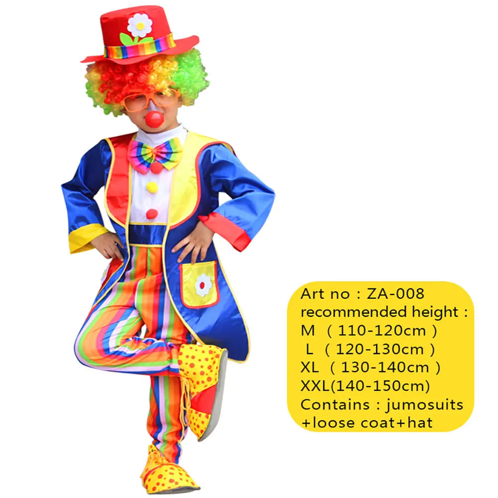 Children's Joker Costumes - Carnival Joker Jumpsuit Halloween Party, Circus Performance Costumes,