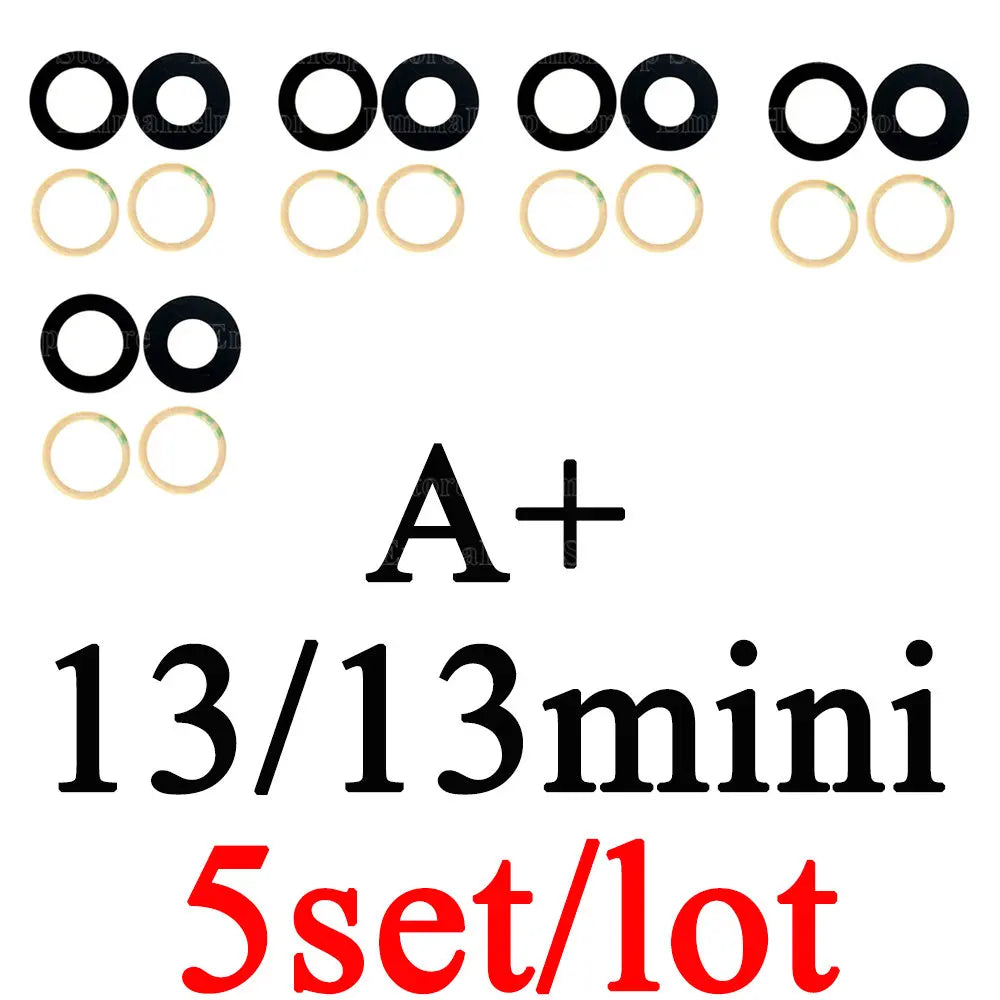 5pcs A+ Back Camera Glass for iPhone 15 Pro Max 14 13 Mini 12 11 XS Rear Camera Glass Lens Cover Holder Parts