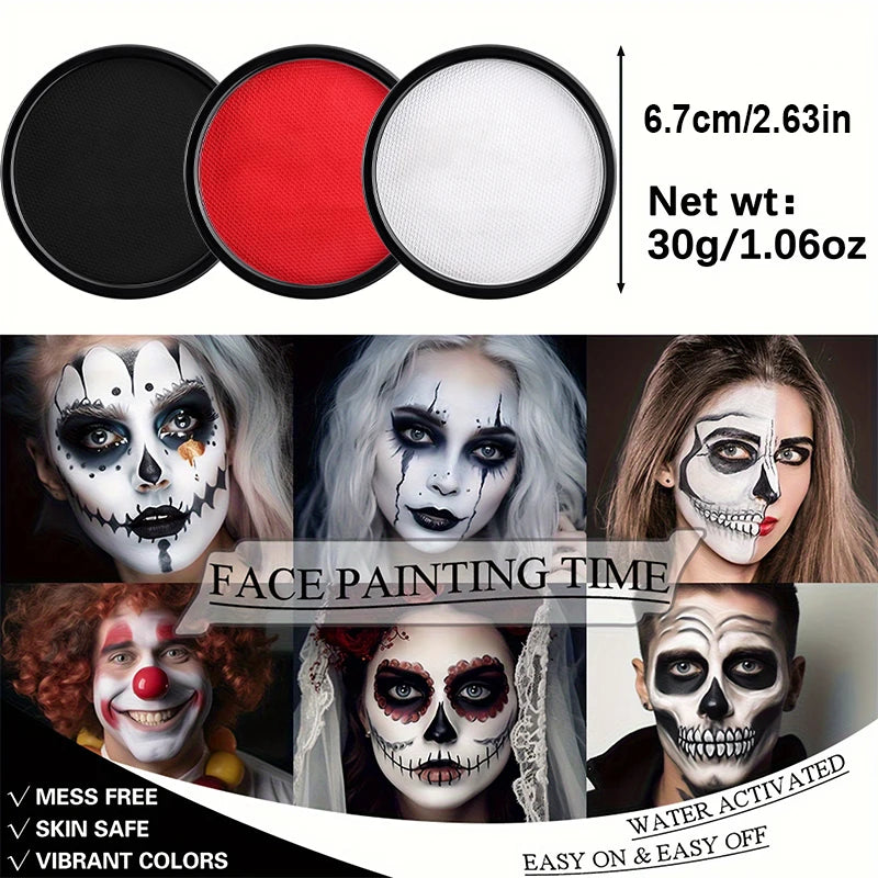 30G Water Solubility Monochromatic Body Paint Black And White Makeup Face Paint Halloween Party Waterproof Makeup Body Painting