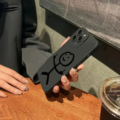 Cute Cartoon Matchman Matte Silicone Phone Case For iPhone 18 16 11 12 13 14 15 17 Pro Max XR XS X 7 8 Plus 16E Soft Back Cover