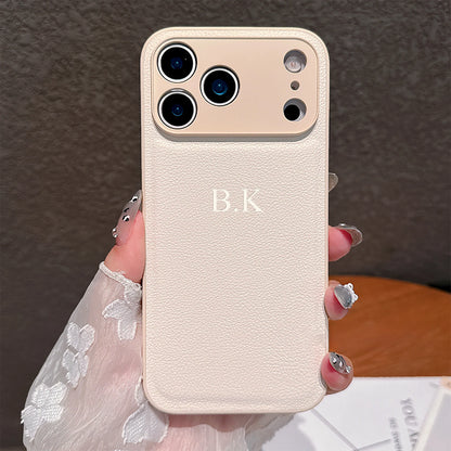 Personalized Luxury Customized Name 3D DIY Hot Engrave Faux Leather Phone Case For IPhone18 17 16 15 14 13 Pro Max Plus Air