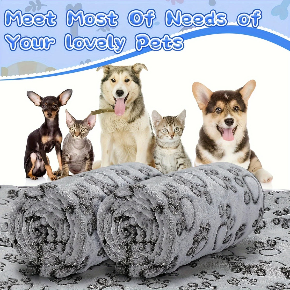 Autumn and Winter Soft Fluffy High Quality Pet Blanket Cute Cartoon Pattern Pet Mat Warm and Comfortable Blanket for Cat Dogs