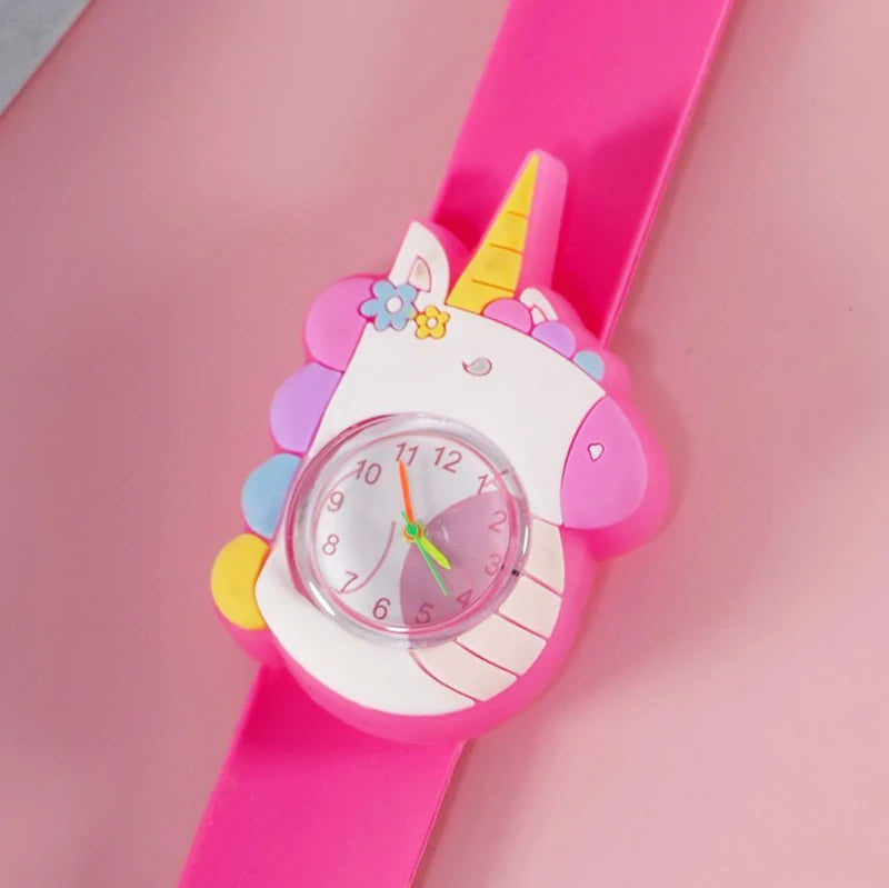 Cartoon Children Watches Baby Study Look The Time Toy Bracelet Kids Slap Watch for Boys Girls Birthday and Christmas Gift Clock