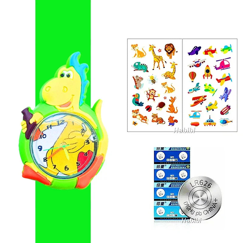 Boys Girls Watches Baby Kindergarten Party Gift Children Study time Toy Wristwatches Slap Bracelet Clock Cartoon Kids Watches