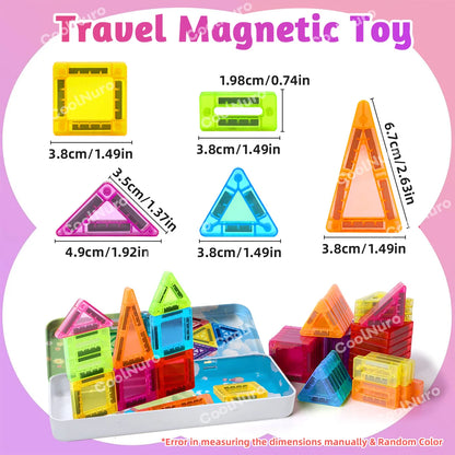26/38pcs with Iron Box - Colorful Magnetic Building Blocks Set, Suitable for Kid's Learning and Education Magnetic Toys, Gifts