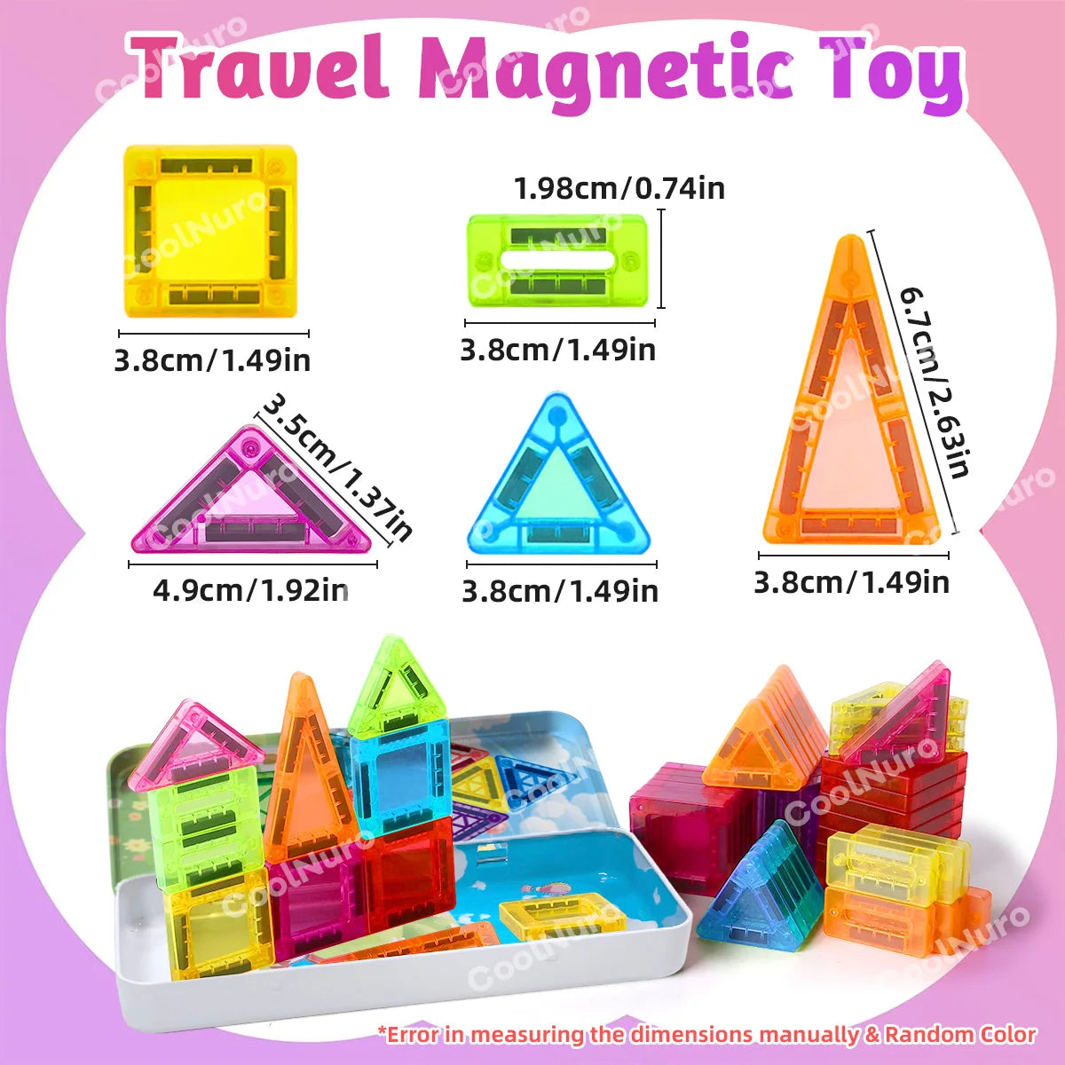 26/38pcs with Iron Box - Colorful Magnetic Building Blocks Set, Suitable for Kid's Learning and Education Magnetic Toys, Gifts