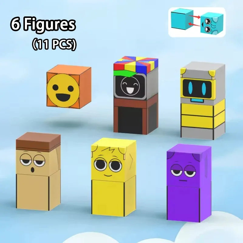 Magnetic Building Block Sprunki Magnet Cube Mine World Kid Gift Set for Boy Girl Children Age 3+ DIY Model STEM Sensory MusicToy