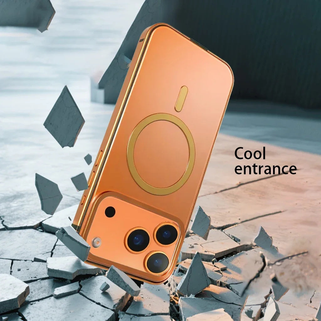 Magnetic Original Phone Case For iPhone 17 18 Pro Max 18Pro 16 15 Pro Max High End Metal Frame Anti Drop Protective Cover