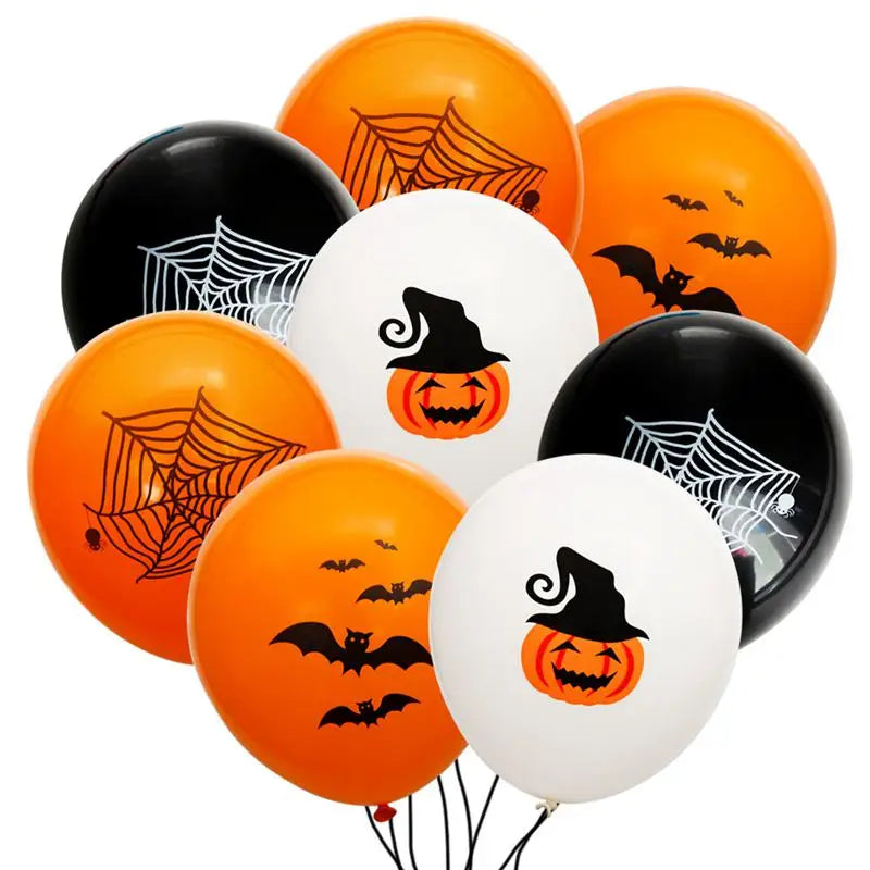 12pcs Halloween Ghost Balloons Spider Witch Bat Pumpkin Skeleton Horror Happy Halloween Party Decoration Carnival Party Supply