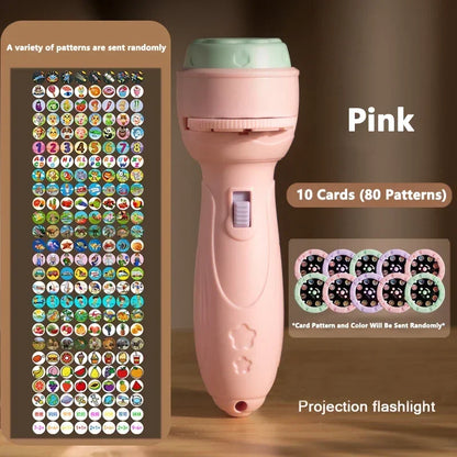 Projection Flashlight Early Education Puzzle Development Toy 80 Patterns Cartoon Projector Torch Baby Toy Children Enlightenment