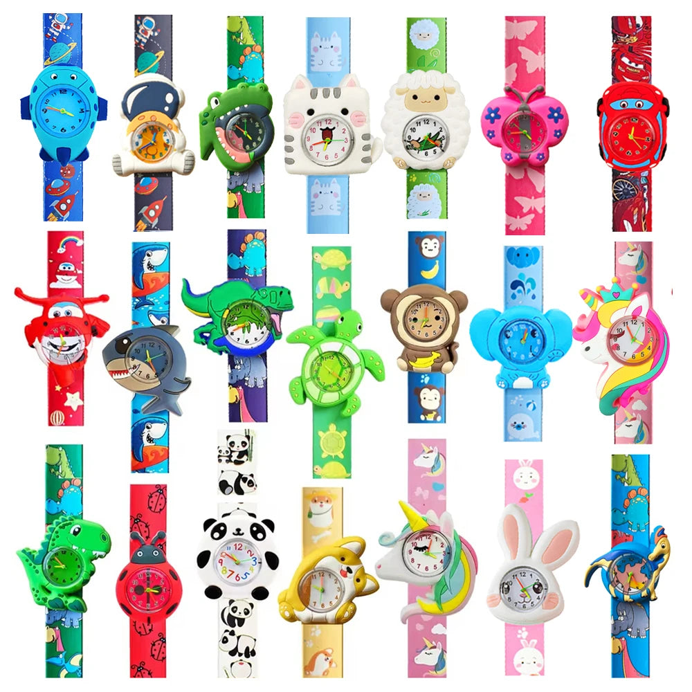 Cartoon Printed Strap Children's Watch Colorful Silicone Baby Birthday Gift Kids Study Time Toy Girls Boys Watch Clock Bracelet