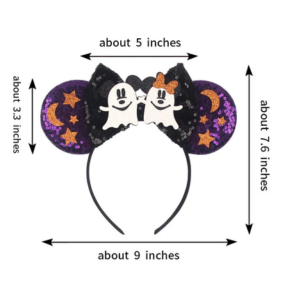 2023 Mouse Ears Headband For Kids Adult Halloween Spider Sequins Bow Hairband Festival Party Cospaly DIY Hair Accessories