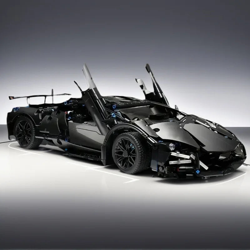 1:14 Black Sports Car Building Blocks Set 1000PCS+, Suitable for 14+, Educational Assembled Model, Home Decoration & Gift