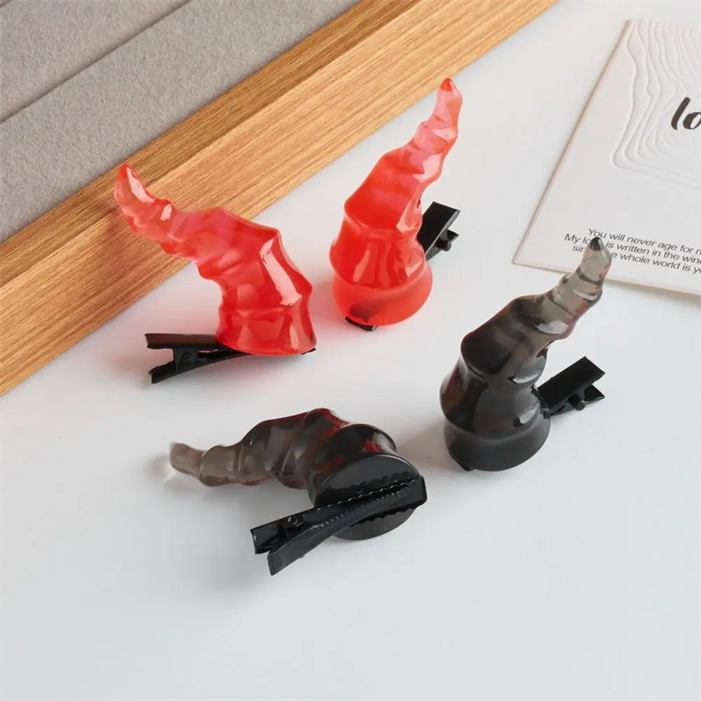 Gothic Devil Horn Hairpin Hairband Duckbills Braids Halloween Headband Hair Clip Creatively Halloween Hair Hoop Halloween Party