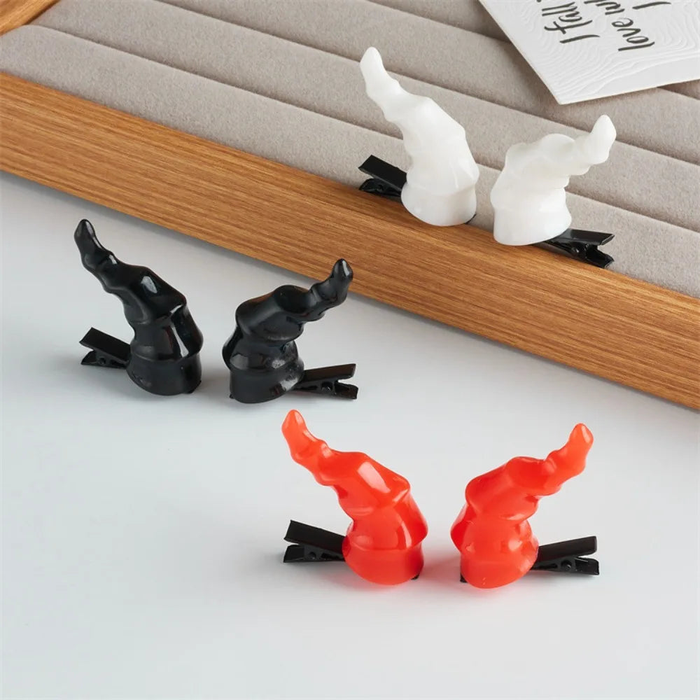 Gothic Devil Horn Hairpin Hairband Duckbills Braids Halloween Headband Hair Clip Creatively Halloween Hair Hoop Halloween Party