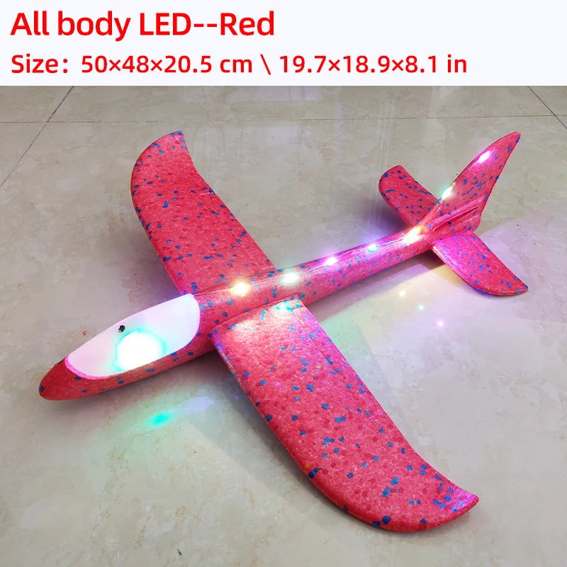 50/33CM Big Flash Glider Foam Plane Hand Throw Light Inertial LED AirPlane Outdoor Launch Fun of Kids Toys for Children Boy Gift