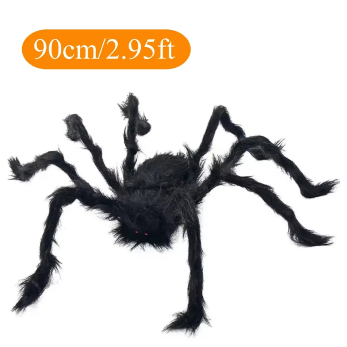 Halloween Plush Spider, 30-200cm Outdoor Giant Spider Decor Chamber Prank Black Spider, Horror Halloween Decoration Party Prop