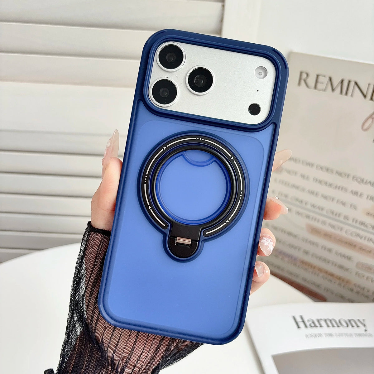 360° Rotating Holder Magnetic Phone Case For Iphone 17 18 Pro Max Stand Phone Cover For Magsafe Luxury Frosted Back Panel Shell