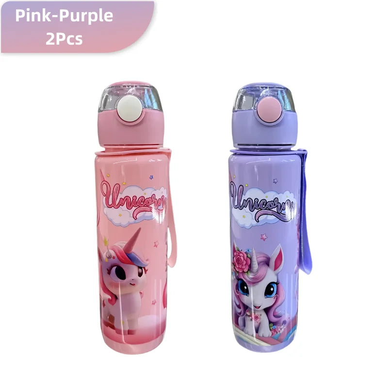 700ml Cute & Durable Cartoon Space Cup with Hand-held Ring BPA-Free High Temperature Resistant Portable Outdoor Water Bottle