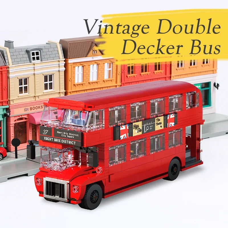 745PCS British Retro Double Decker Bus Building Blocks City Tour Bus Model Bricks Desktop Decoration Puzzle Toys Holiday Gifts