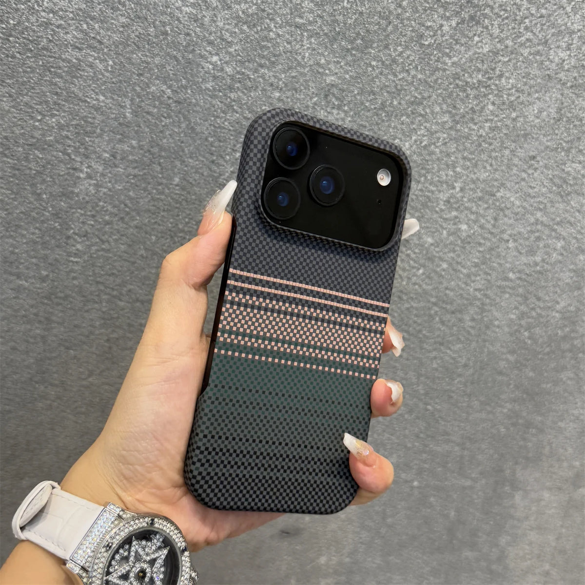 Sunset and Moonrise Woven Pattern Phone Case for iPhone 17 Pro Max/16 Pro Max, Compatible with Apple 17P/16P/15P Magnetic Creative Stand Protective Cover, Unisex Niche Design, Supports Wireless Charging, Shiny Phone Case