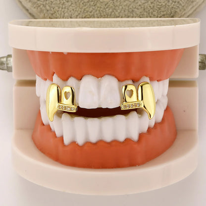TOPGRILLZ Iced Out DIY Removable Zircon Tooth Socket Horizontal Bar Tooth Grills Fangs For Women Men Halloween Dental Grillz