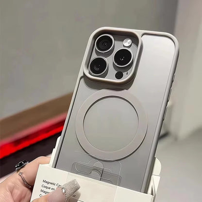 Matte Natural Titanium Magnetic Charging Phone Case for iPhone 16 15 14 13 12 11 Pro Max Plus Mini MagSafe Shockproof Hard Cover
