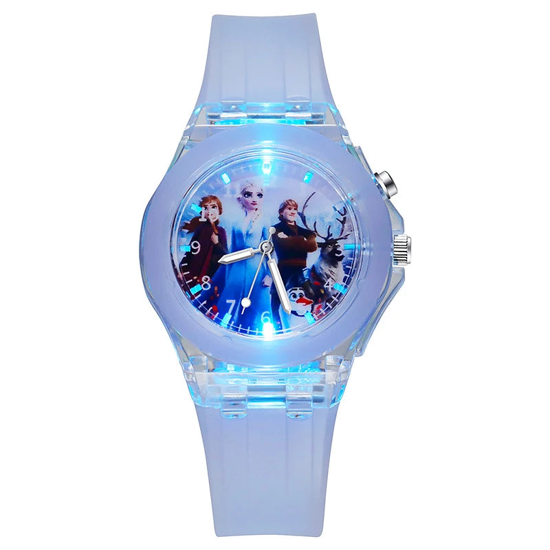 Cartoon Frozen Elsa Princess Fashion Children's Watch Boys and Girls Student Watch with Light Can Be Illuminated at Any Time Fas