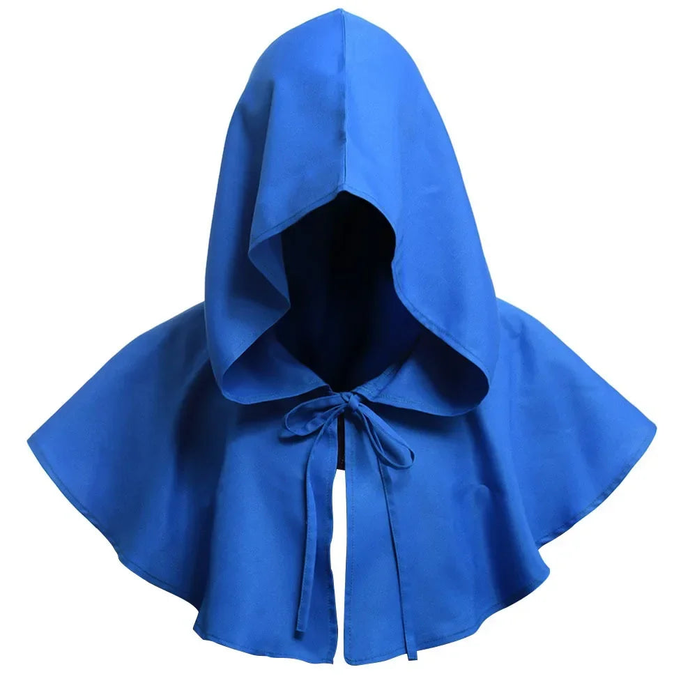 Unisex Men Medieval Costume Renaissance Cloak Hat Halloween Witch Cosplay Costume Hooded Cape Hat Women Halloween Hats