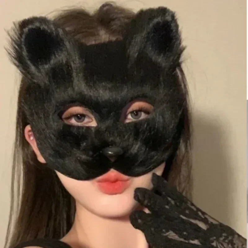 Cat Cosplay Costume Foxes Mask+Tail +Gloves Set  Halloween Costume Accessorie Wolf Therian Theme Party Dress Up Prop Accessories