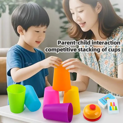 Montessori Toys Mini Stack Cup Game With Card Educational Intellectual Enlightenment Color Cognition Logic Training Children