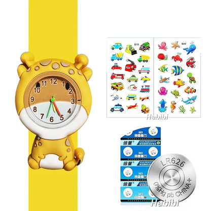 Boys Girls Watches Baby Kindergarten Party Gift Children Study Time Toy Wristwatches Slap Bracelet Clock Cartoon Kids Watches 22