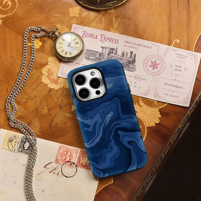 Deep Sea Ripples Design Double-Layer Back Cover Phone Case for iPhone 18/17/16/15/14/13/12/11 Pro/Max/Plus - Protective Case